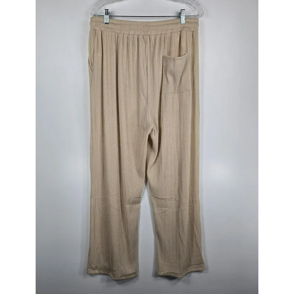 Coofandy Men's Size Large Beige Shirt & Pants‎ Set Ribbed 2 Pieces NWT